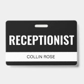 Eenvoudige zwarte aangepaste hotelreceptioniste pe badge (Voorzijde)