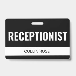 Eenvoudige zwarte aangepaste hotelreceptioniste pe badge