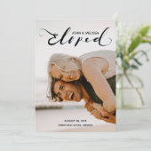 Eenvoudige zwarte aankondiging van persoonlijk huw (Staand voorkant)