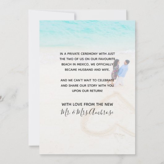 Eenvoudige zwarte aankondiging van persoonlijk huw (Achterkant)