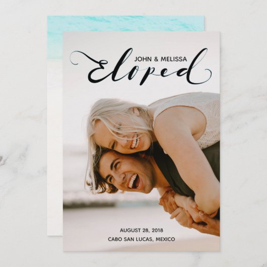 Eenvoudige zwarte aankondiging van persoonlijk huw (Voorkant / Achterkant)