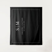 Eenvoudige zwarte achtergrond-bruiloft achtergrond wandkleed (Voorkant)