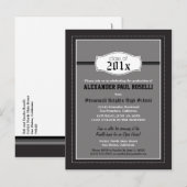 Eenvoudige Zwarte Afstuderen Briefkaart aankondigi (Voorkant / Achterkant)