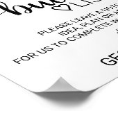 Eenvoudige zwarte alligrafie Bucket List Sign. Poster (Hoek)