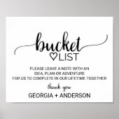 Eenvoudige zwarte alligrafie Bucket List Sign. Poster (Voorkant)