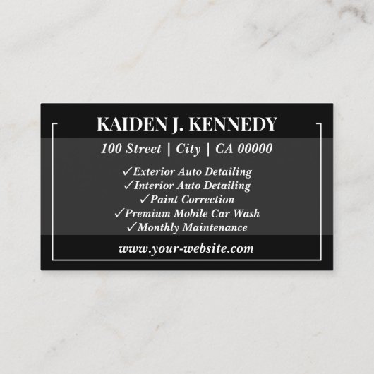 Eenvoudige zwarte auto service detaillering foto s visitekaartje (Achterkant)