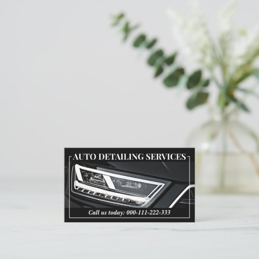 Eenvoudige zwarte auto service detaillering foto s visitekaartje (Staand voorkant)