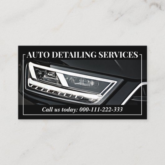 Eenvoudige zwarte auto service detaillering foto s visitekaartje (Voorkant)
