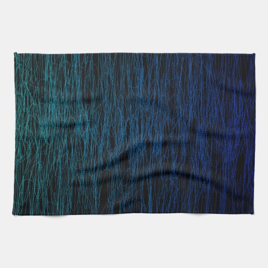 Eenvoudige zwarte Blauwgroen, Abstracte, grijpbare Theedoek (Horizontaal)