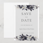 Eenvoudige Zwarte Bloem Digitale Save the Date Kaa Kaart (Voorkant / Achterkant)