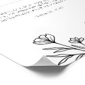 Eenvoudige Zwarte Bloemen bruiloft Audio Gastboek  Poster (Hoek)