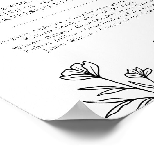 Eenvoudige zwarte bloemen bruiloft in liefdevolle poster (Hoek)