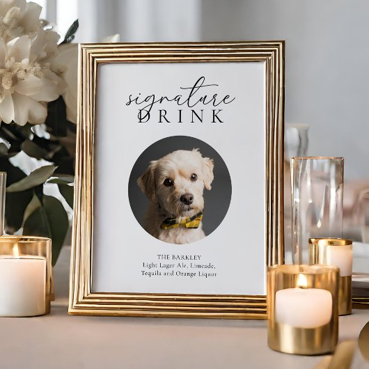 Eenvoudige Zwarte Bloemen Dier Handtekening Drink Poster