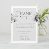 Eenvoudige zwarte bloemen digitale bedankkaart kaart (Staand voorkant)