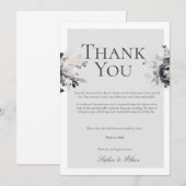 Eenvoudige zwarte bloemen digitale bedankkaart kaart (Voorkant / Achterkant)