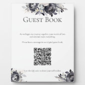 Eenvoudige zwarte bloemen digitale gastenboek bord fotoplaat (Voorkant)
