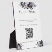 Eenvoudige zwarte bloemen digitale gastenboek bord fotoplaat (Zijkant)