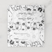 Eenvoudige zwarte bloemen plaatskaartje (Buitenkant ongevouwen)