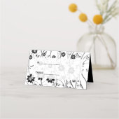 Eenvoudige zwarte bloemen plaatskaartje (Voorkant)