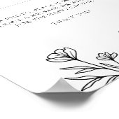 Eenvoudige Zwarte Bloemen Trouwfoto Gastboek Teken Poster (Hoek)