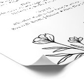 Eenvoudige Zwarte Bloemen Wedding Bar Menu Teken Poster (Hoek)