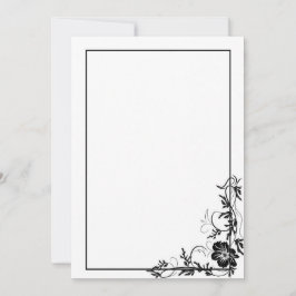 Eenvoudige zwarte bloemenframe kaart