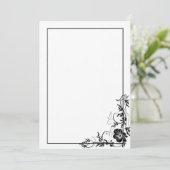 Eenvoudige zwarte bloemenframe kaart (Staand voorkant)