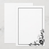 Eenvoudige zwarte bloemenframe kaart (Voorkant / Achterkant)