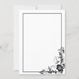 Eenvoudige zwarte bloemenframe kaart