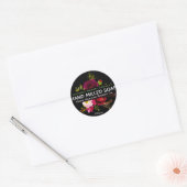 Eenvoudige zwarte bloemenhandgemaakte zeepetikette ronde sticker (Envelop)
