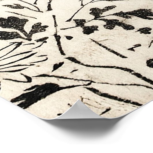 Eenvoudige Zwarte Bloemschets  Kunst Poster (Hoek)