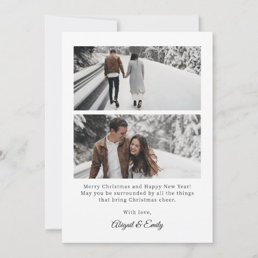 Eenvoudige zwarte boog minimalistische kerstfoto feestdagenkaart (Achterkant)