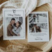 Eenvoudige zwarte boog minimalistische kerstfoto feestdagenkaart