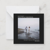 Eenvoudige zwarte bruiloft Bewaar de datum Foto Mi Notitiekaartje (Voorkant)