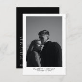 Eenvoudige zwarte bruiloft dank u kaart met foto (Voorkant / Achterkant)