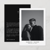 Eenvoudige zwarte bruiloft dank u kaart met foto (Voorkant / Achterkant)