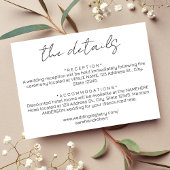 Eenvoudige zwarte bruiloft details informatiekaartje