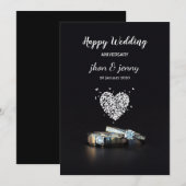 Eenvoudige zwarte bruiloft Jubileum Kaart (Voorkant / Achterkant)