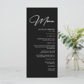 Eenvoudige zwarte bruiloft menu (Staand voorkant)