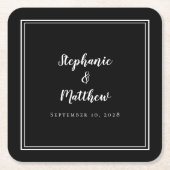 Eenvoudige zwarte bruiloft Moderne Minimale grafis Kartonnen Onderzetters (Voorkant)