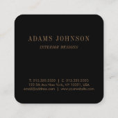 Eenvoudige zwarte bruin-minimalist vierkante visitekaartje (Achterkant)