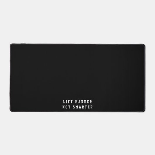 Eenvoudige zwarte bureaumat met grappige tekst (Voorkant)