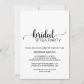 Eenvoudige zwarte Calligrafie Bridal Tea Party Kaart (Voorkant)