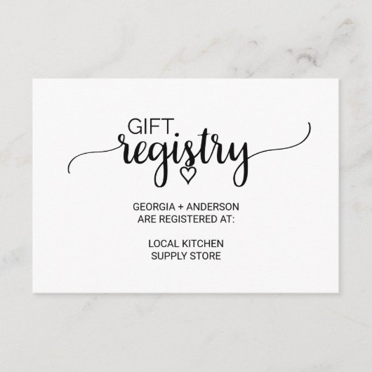 Eenvoudige zwarte Calligrafie-cadeau Informatiekaartje (Voorkant)