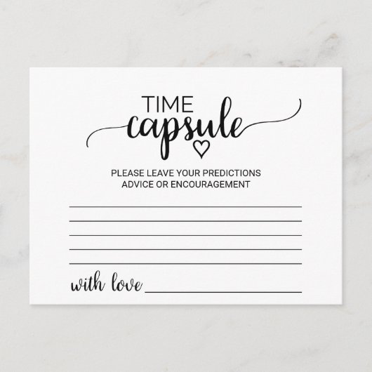 Eenvoudige zwarte Calligrafie Tijd Capsule Kaarten (Voorkant)