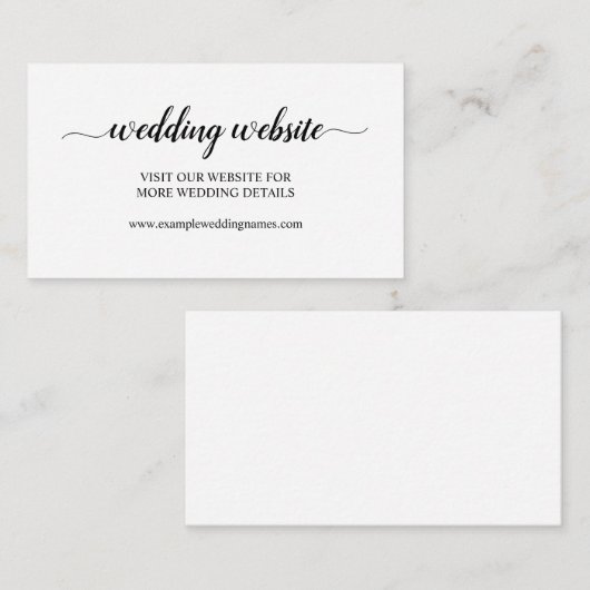Eenvoudige Zwarte Calligrafie Trouwwebsitekaart Informatiekaartje (Voorkant / Achterkant)