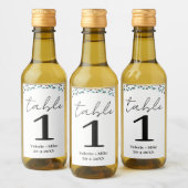 Eenvoudige zwarte Calligrafietabelnummers Weddensc Wijn Etiket (Flessen)