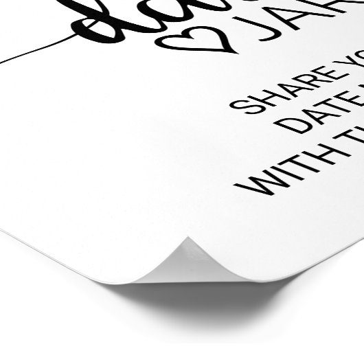 Eenvoudige Zwarte Calligraphy Datum Jar Bord Poster (Hoek)