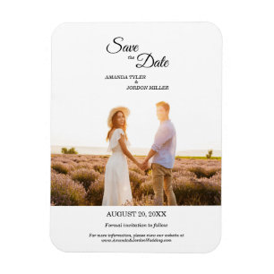 Eenvoudige Zwarte Calligraphy Frame Foto Save the  Magneet