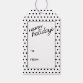 Eenvoudige zwarte chic-pokadots op wit cadeaulabel (Voorkant)